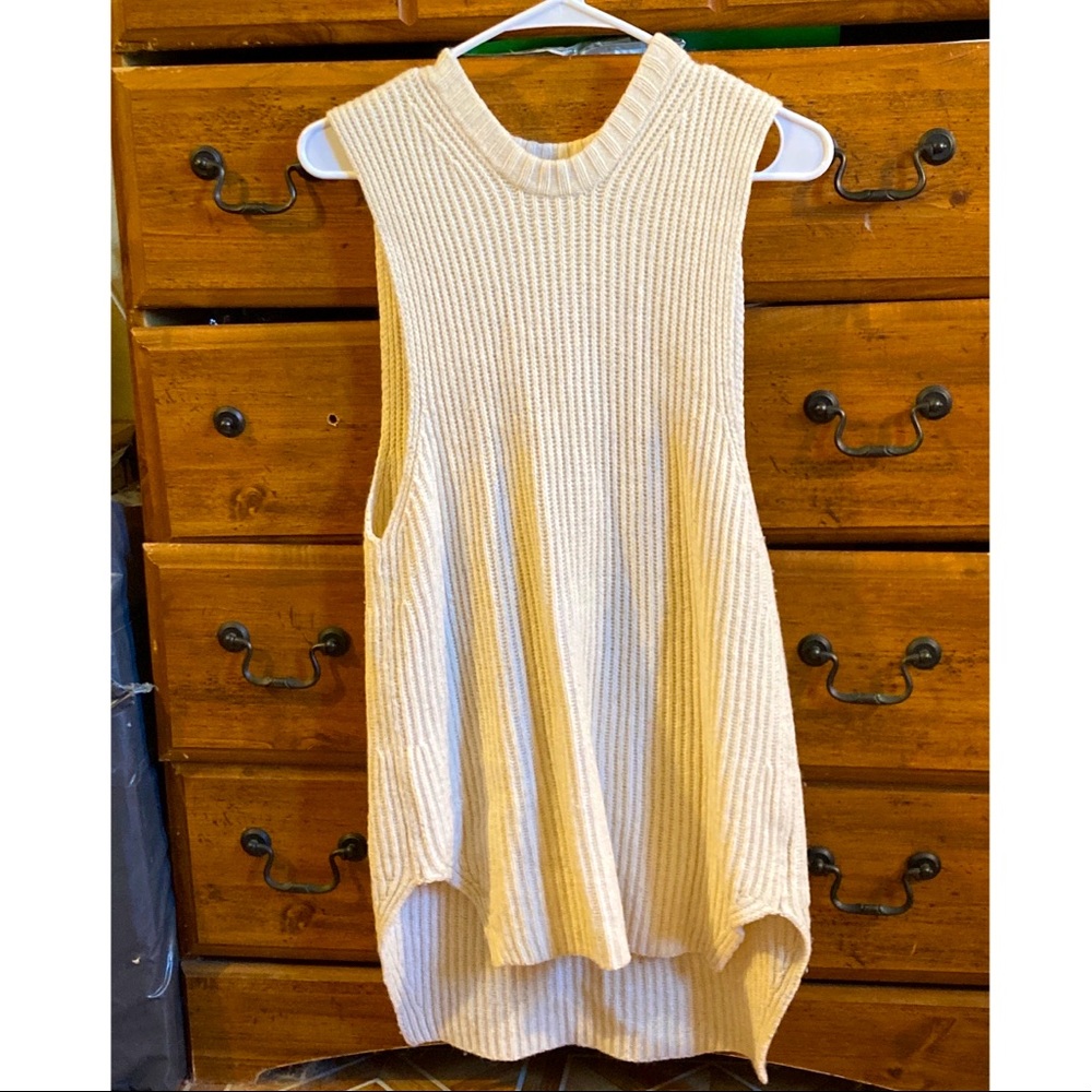 Madewell Knitted Sleeveless Pullover Ribbed Tunic Sweater Size Small Crème